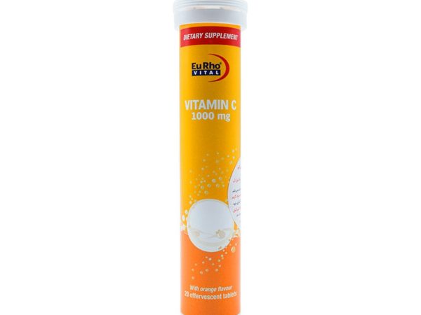 قرص جوشان ویتامین ث یوروویتال 1000 میلی گرم پرتقالی | Eurho vital Vitamin C 1000 mg