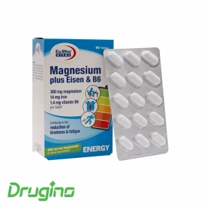 قرص منیزیم پلاس آیزن و ویتامین ب 6 یوروویتال ۶۰ عددی – مکمل تقویتی جهت کاهش خستگی، افزایش انرژی و بهبود عملکرد عضلات و سیستم عصبی