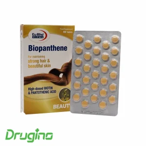 قرص بیوپانتن یوروویتال بسته 60 عددی؛ مکمل تقویت پوست و مو حاوی بیوتین و اسید پانتوتنیک برای کمک به رشد مو و حفظ زیبایی و سلامت پوست