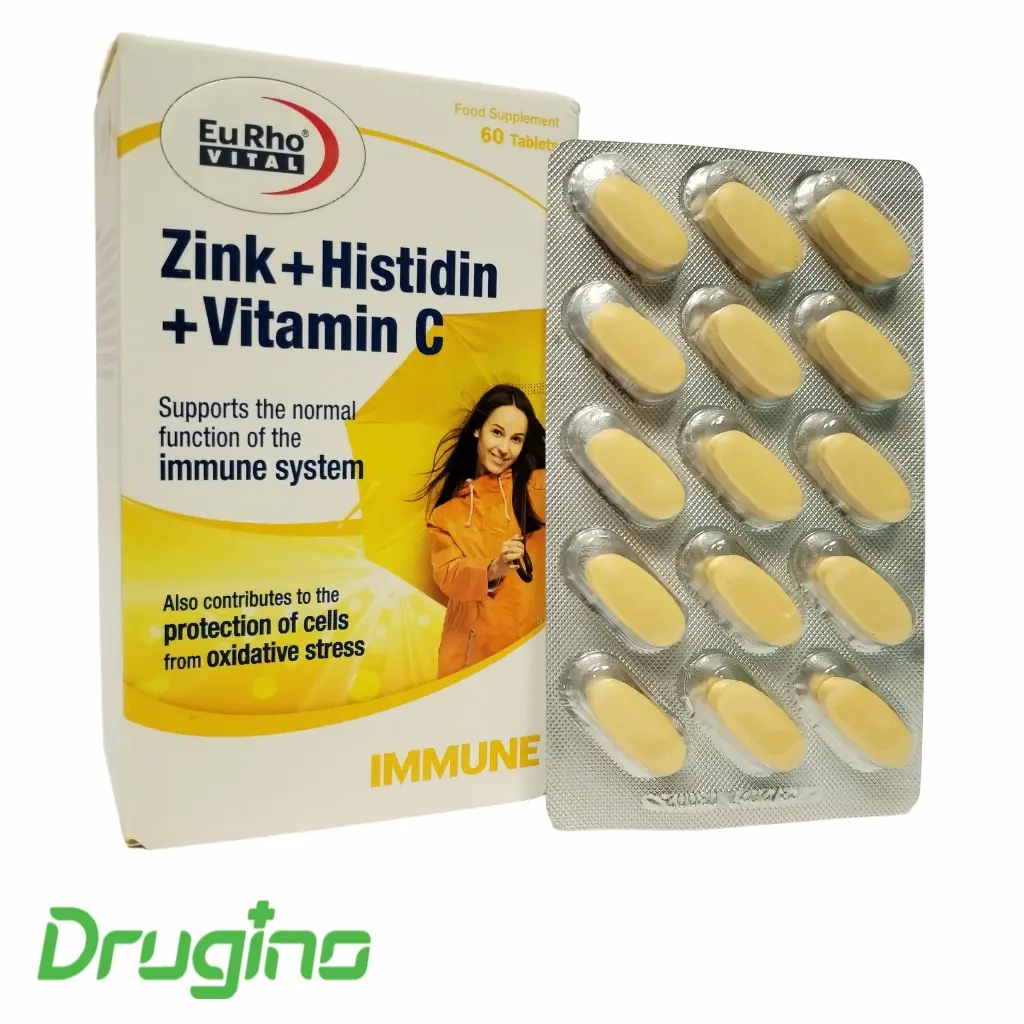drugino blog post قرص زینک هیستیدین و ویتامین ث یوروویتال 60 عدد؛ مکمل تقویت سیستم ایمنی حاوی زینک، هیستیدین و ویتامین C برای افزایش مقاومت بدن و حفاظت سلولی در برابر استرس اکسیداتیو