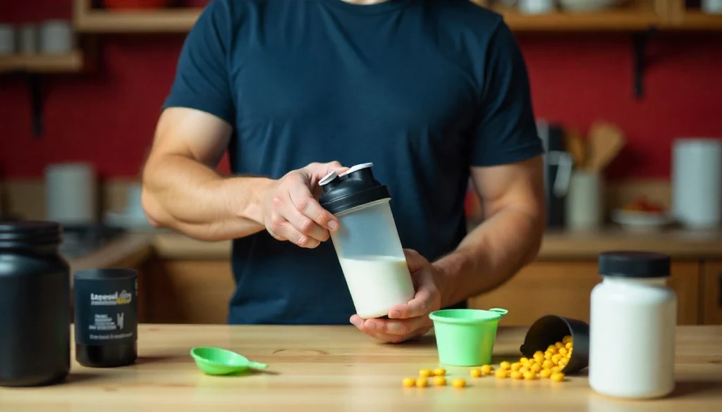 «آماده‌سازی شیک پروتئینی با شیکر ورزشی؛ تصویری مرتبط با اینکه پودر کراتین مونوهیدرات چیست و برای چه کسانی مناسب است»